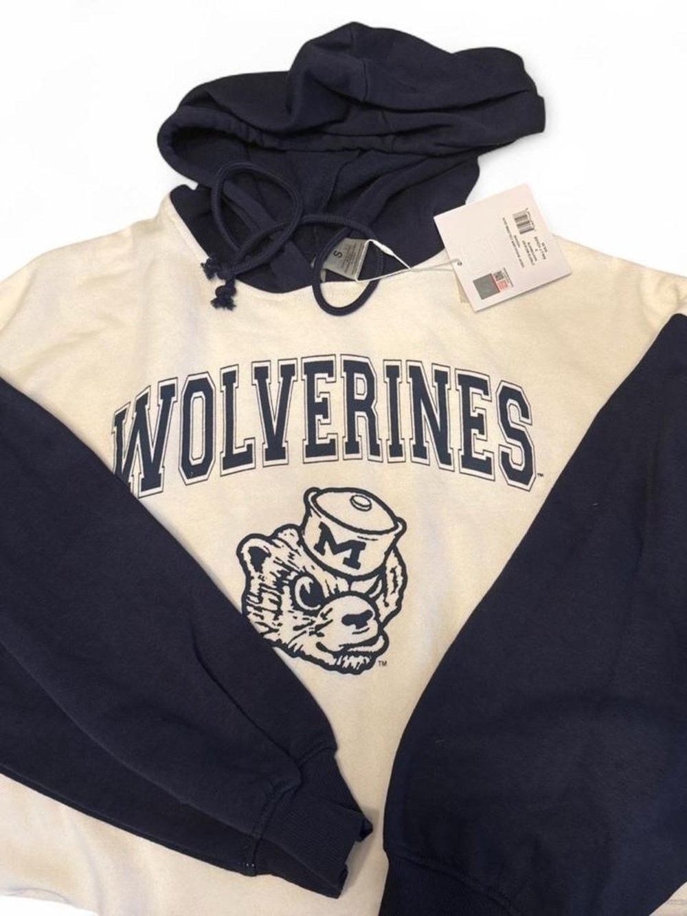 Wolverines Two-Tone Navy and White Hoodie Sweatshirt